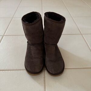 UGG - Chocolate Brown Classic Short Suede Boots, Size 8